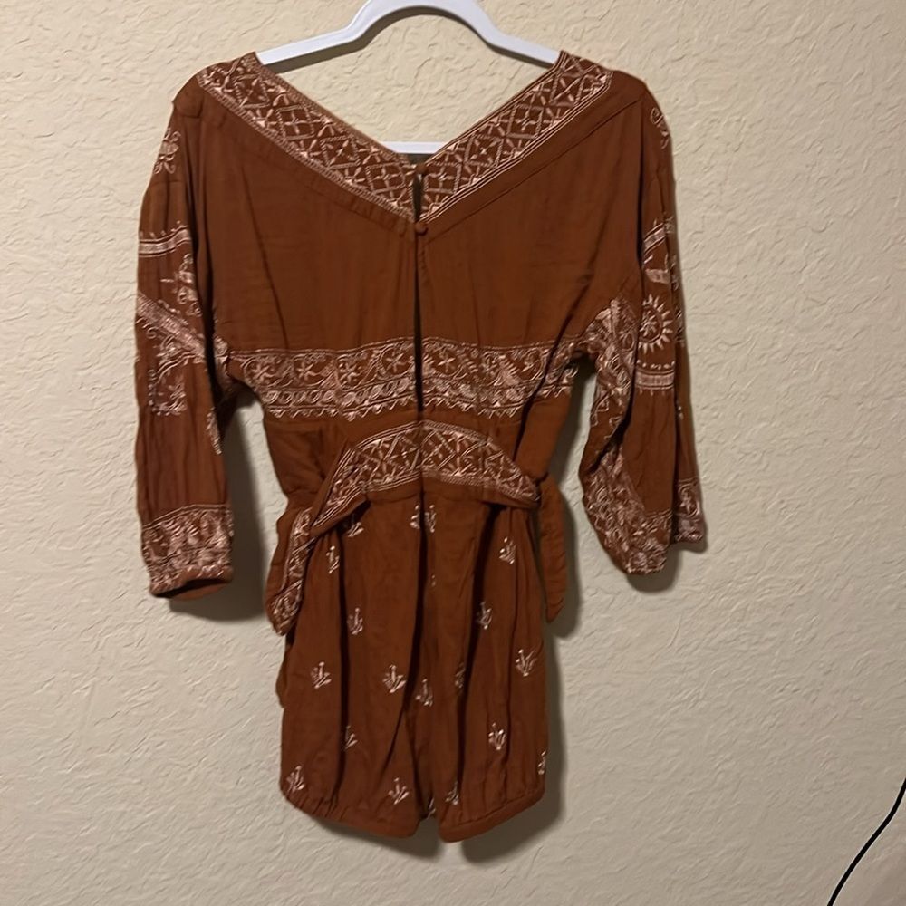 Free People Bohemian Brown Embroidered Women's Romper xs - Picture 5 of 7